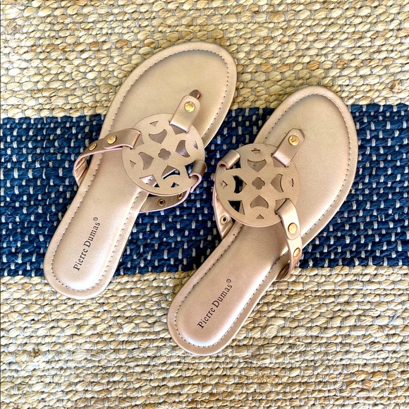 Rose Gold Pierre Dumas Sandals 7 - Picture 1 of 4